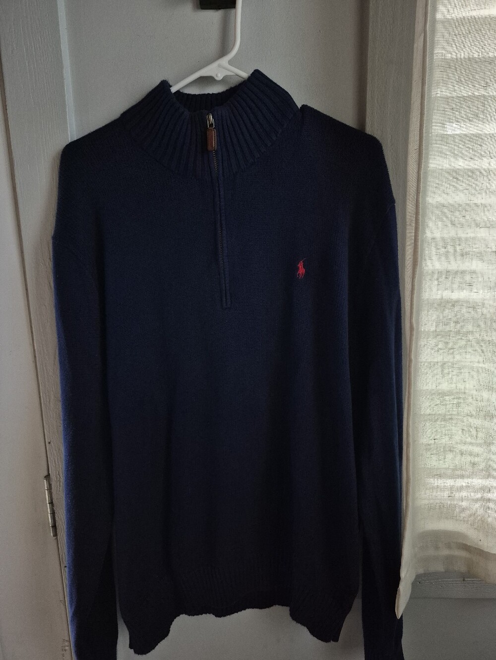 Ralph Lauren Navy Half-Zip Sweater with Red Pony